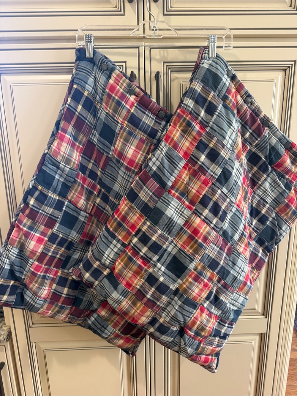 Ralph Lauren Quilted Madras Plaid pillow cases - Navy, Red, Cream